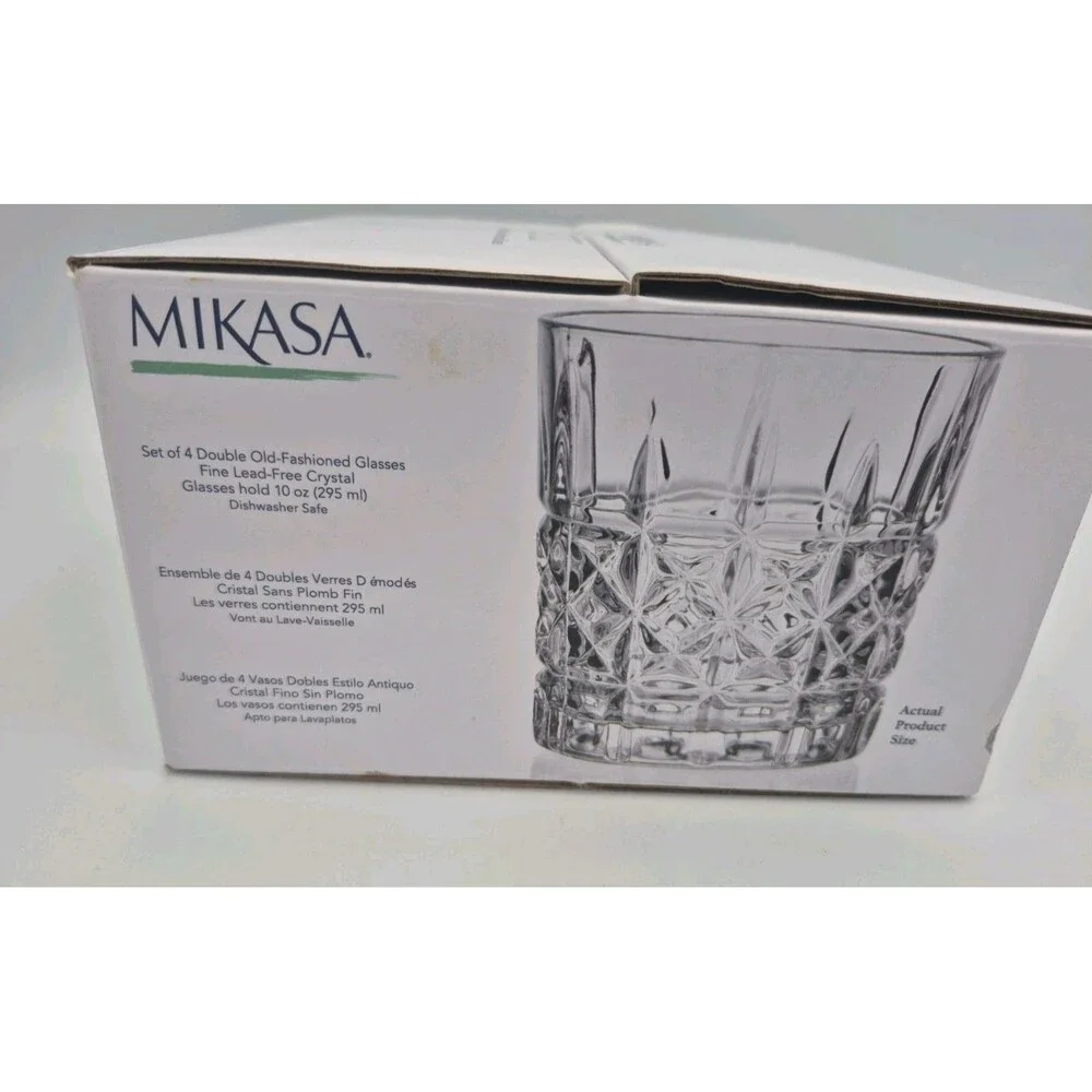 Mikasa Double Old Fashioned Fine Lead-Free Crystal Glasses Set Of 4 - 10oz New